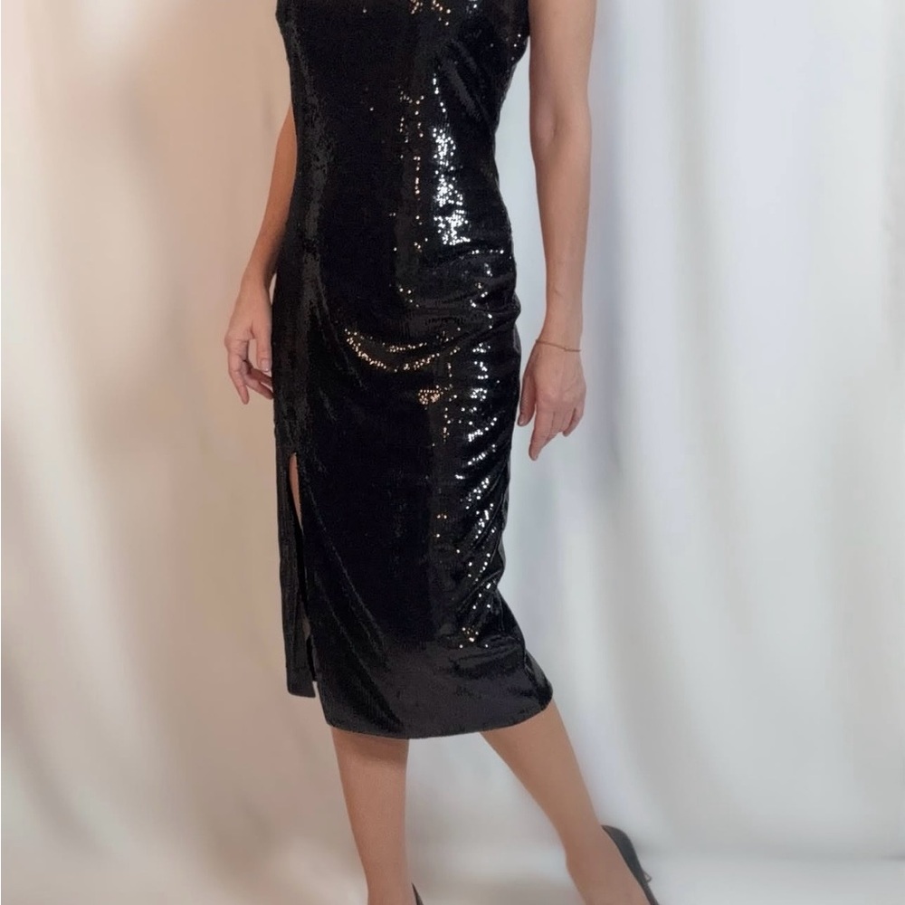 Michael Kors Black Sequin Midi Dress